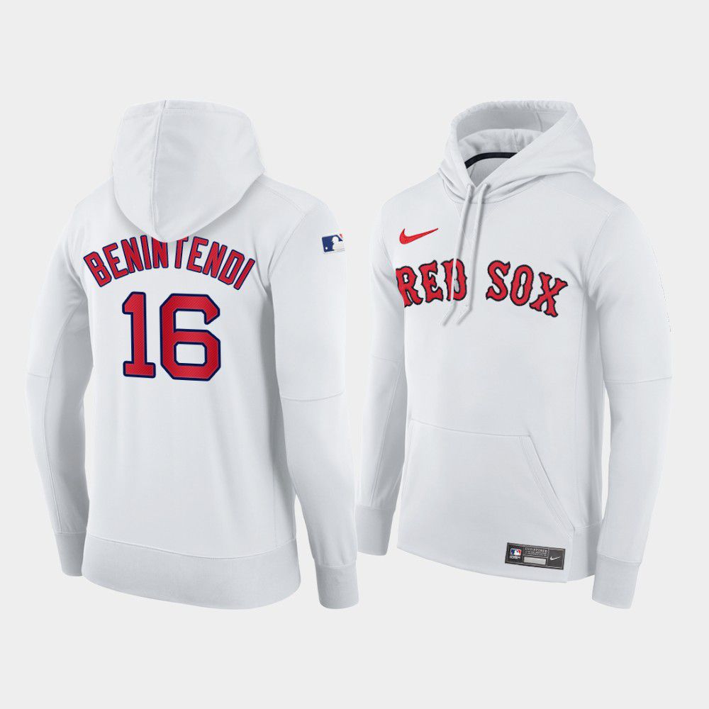 Men Boston Red Sox 16 Benintendi white home hoodie 2021 MLB Nike Jerseys